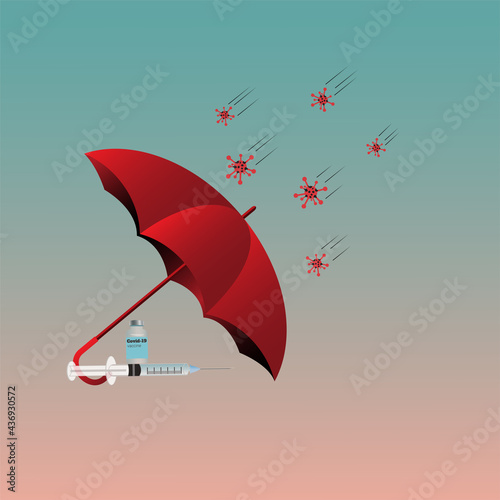 Vaccines behind the red umbrella With the virus that strikes