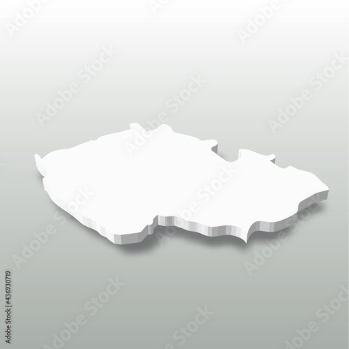Czech Republic - white 3D silhouette map of country area with dropped shadow on grey background. Simple flat vector illustration.