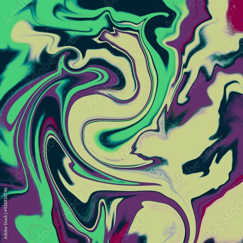 Glowing liquid dynamic flow. Trendy fluid cover design. Illustration for your design. Liquid marble design abstract painting background