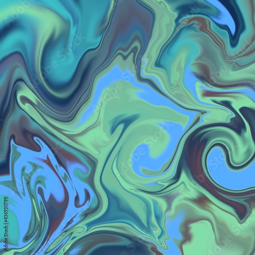 Glowing liquid dynamic flow. Trendy fluid cover design. Illustration for your design. Liquid marble design abstract painting background