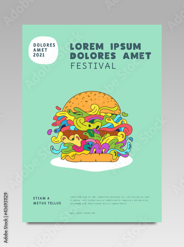Food festival poster. Design with colorful abstract vector illustration.