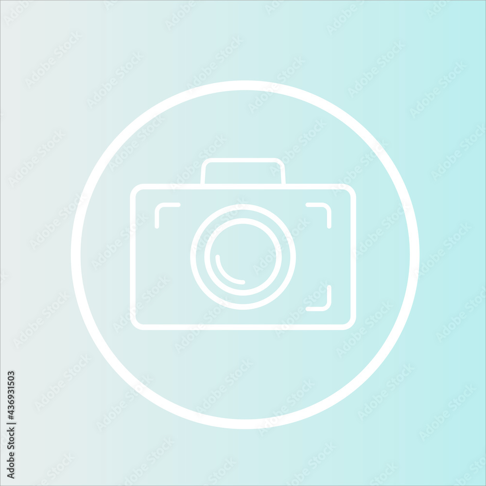 white camera outline icon on blue background, photo, emblem, logo, vector illustration white camera outline icon on blue background, photo, emblem, logo, vector illustration