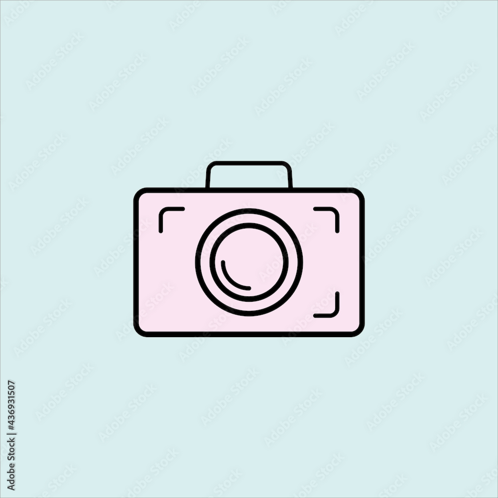 pink camera icon, web, video, photo vector illustration