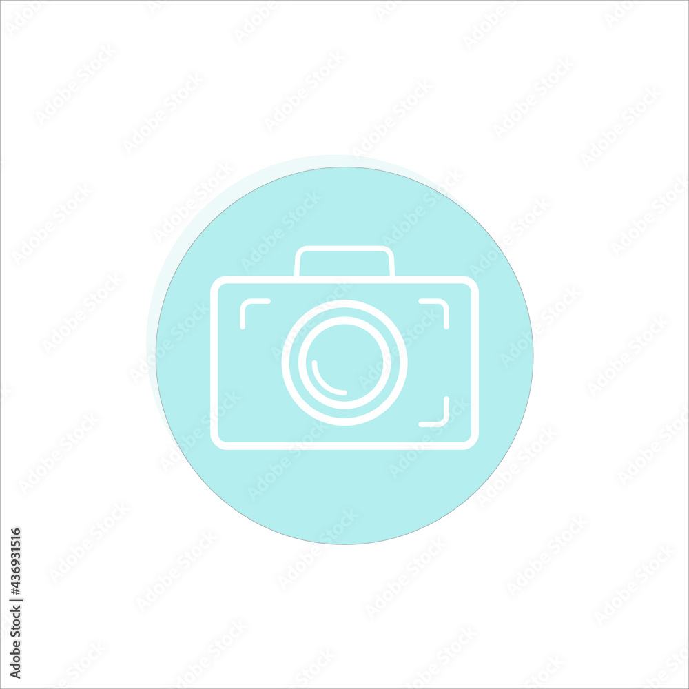 camera icon on blue white circle background, web, emblem, vector illustration camera icon on blue white circle background, web, emblem, vector illustration