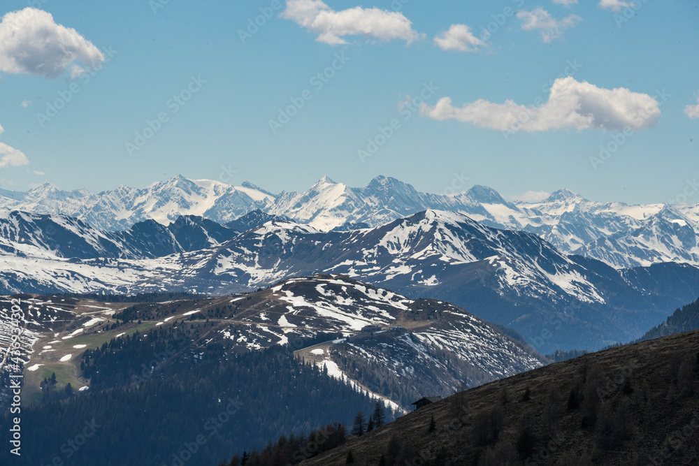 Landscape of mountains in spring in Rio di Pusteria, South Tyron, Italy.