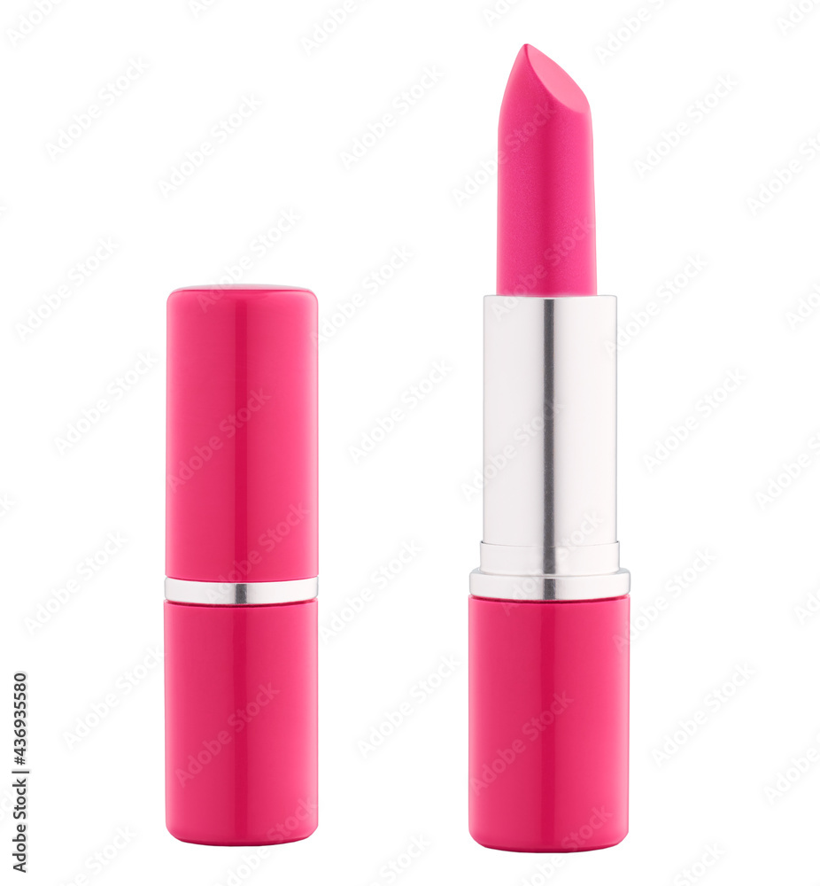 Fototapeta premium Pink lipstick isolated on white background.