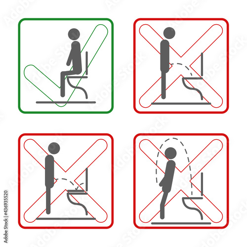 Toilet rules stickers set for men vector illustration design isolated