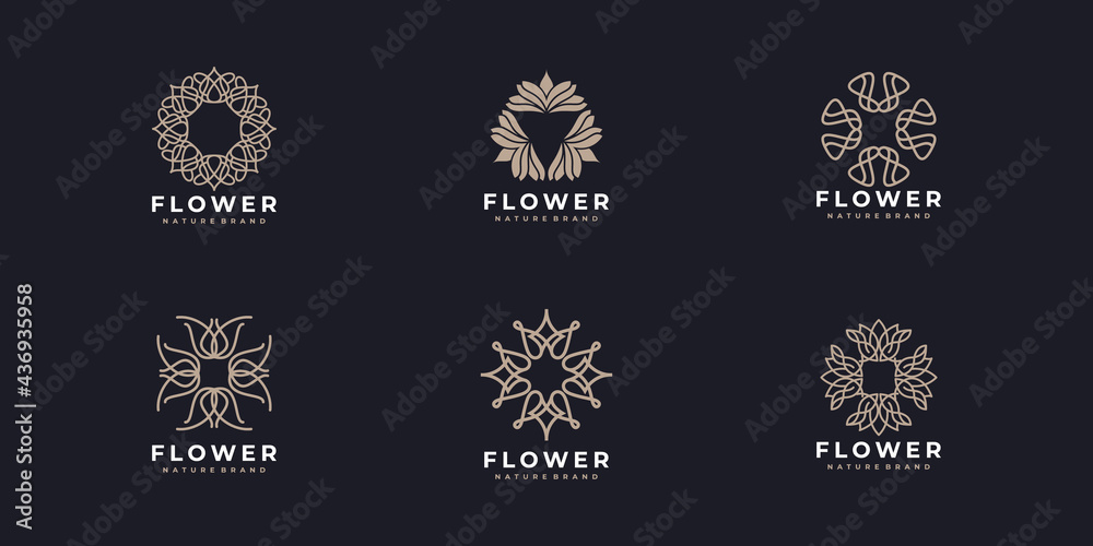 abstract logo, line art flower logo design abstract logo, line art flower logo design