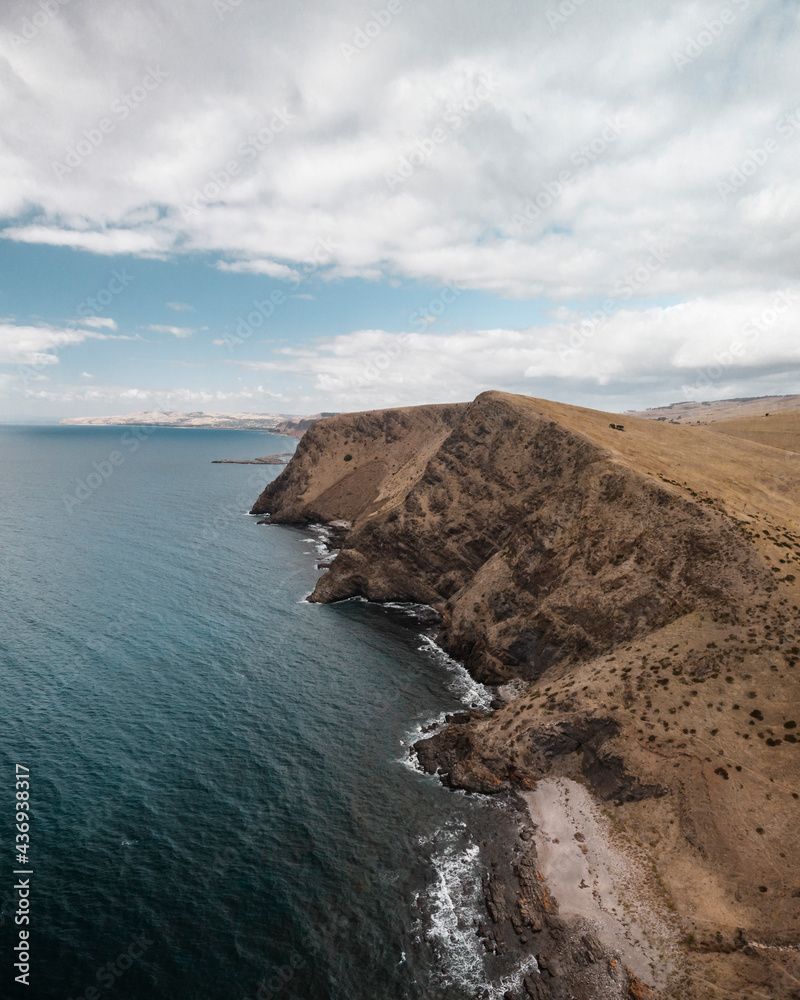 Aerial view of the coastline in Second Valley facing St Vincent Gulf, South Australia, Australia. Aerial view of the coastline in Second Valley facing St Vincent Gulf, South Australia, Australia.