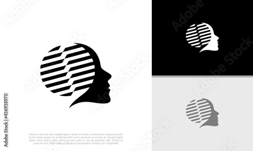 Abstract artificial intelligence logo. Innovative high tech logo template. Smart computer. machine learning. Cognitive logo. Technology Logo.