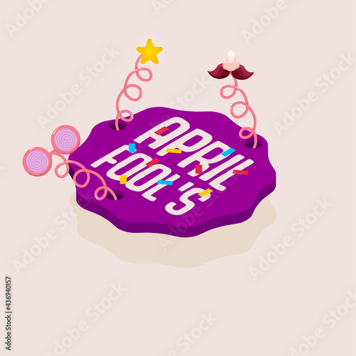 Isolated mark purple april fools humor festival vector illustration