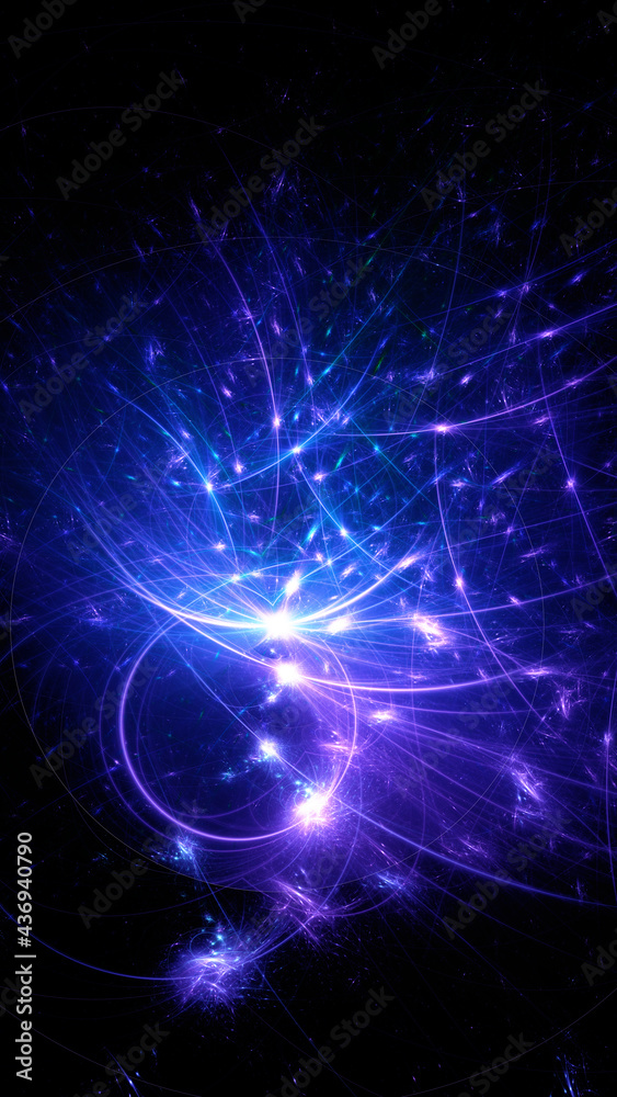 Fototapeta premium Abstract background, smooth multicolored lines on a black background.