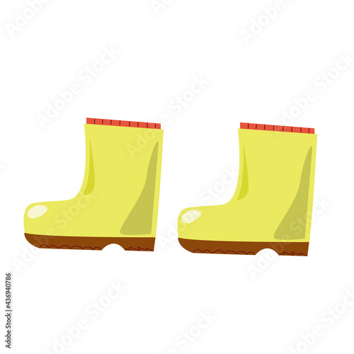 Bright yellow gaping boots on a white background.