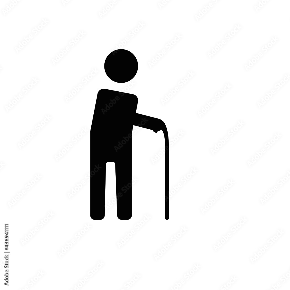 old man and walking stick icon in hand. Vector design Eps 10. old man and walking stick icon in hand. Vector design Eps 10.