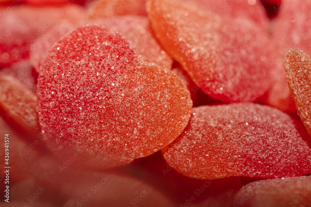 Red heart shaped jelly candies Red heart shaped jelly candies