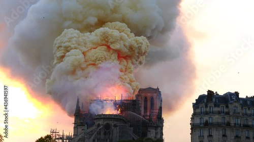 Notre Dame burning the 15th April 2019, Paris, France. photo