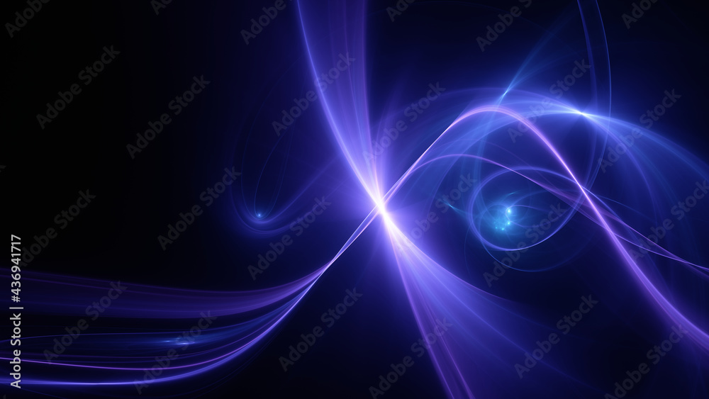 Naklejka premium Abstract background, smooth multicolored lines on a black background.