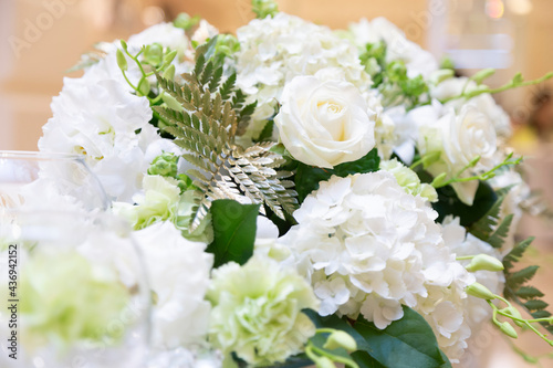 White flowers and white roses