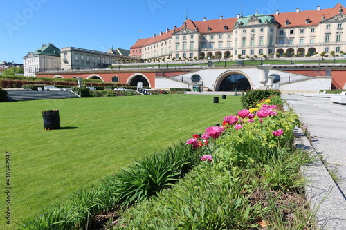 Kubicki Arcades with restored and put into use lower garden at the Royal Castle in the old town of Warsaw, Poland. City landmarks.  photo