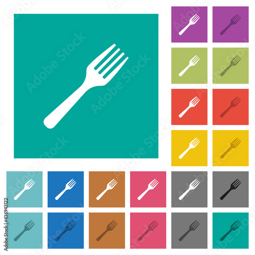 Single fork square flat multi colored icons