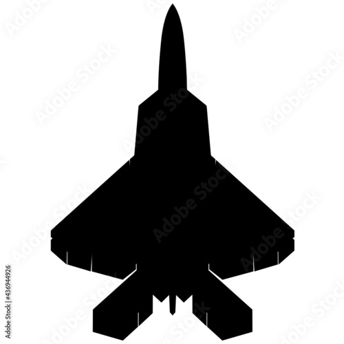 United States F-22 jet Tactical Aircraft, Advanced Tactical Fighter (ATF) combat fighter aircraft. Detailed vector illustration realistic silhouette