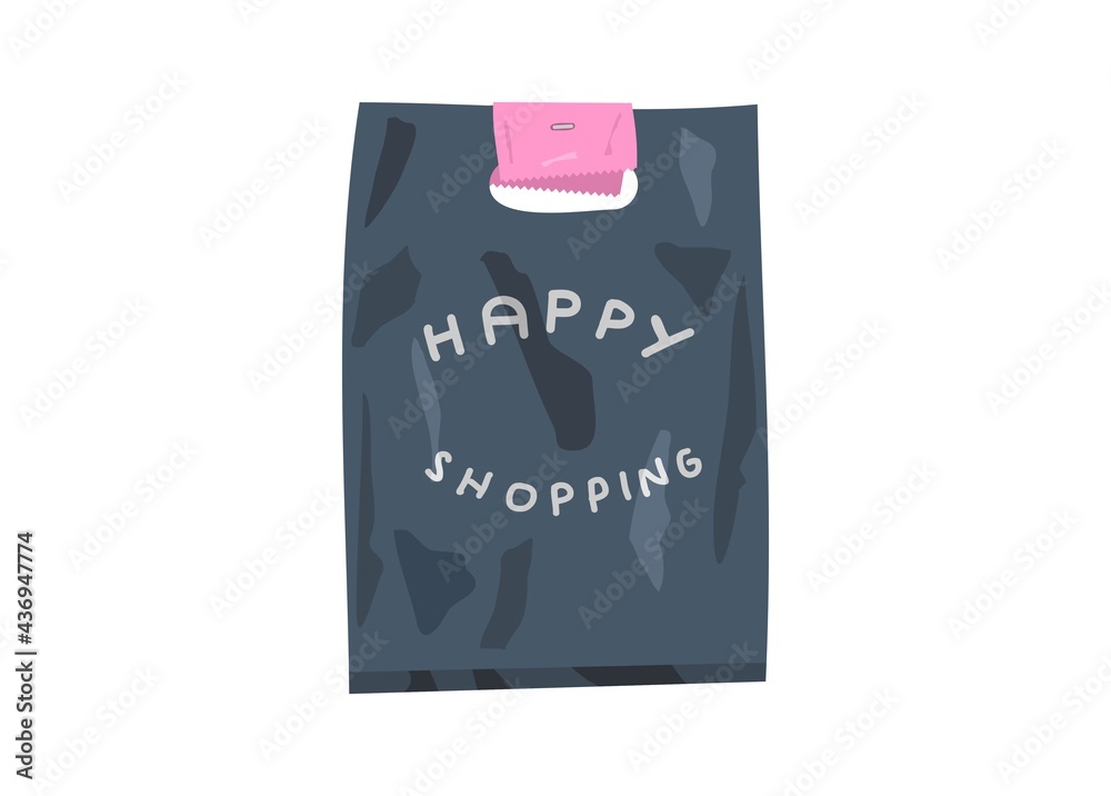 Shopping plastic bag with receipt paper. Simple flat illustration Shopping plastic bag with receipt paper. Simple flat illustration