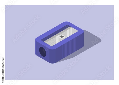 Pencil sharpener in isometric view. Simple flat illustration.