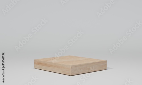 Fototapeta Naklejka Na Ścianę i Meble -  Wood podiums on a white background. Abstract pedestal scene with geometrical. 3d rendering