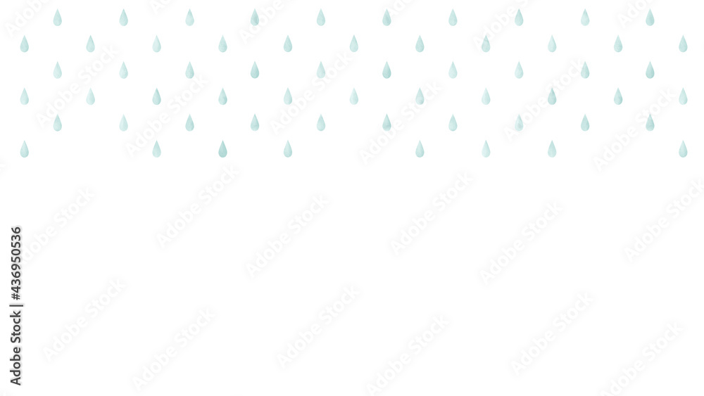 かわいい手書きのしずくの背景素材 雨の日 梅雨のイメージに使える水色の雫のシームレスパターン 白背景 16 9 Hdv7比率 Illustration Stock Adobe Stock