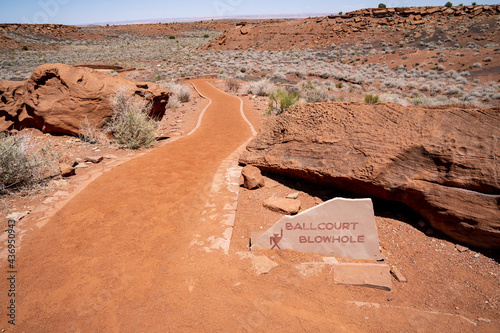 Trail leading to the ballcourt and blowhole at Wupatki National Monument in Arizona photo