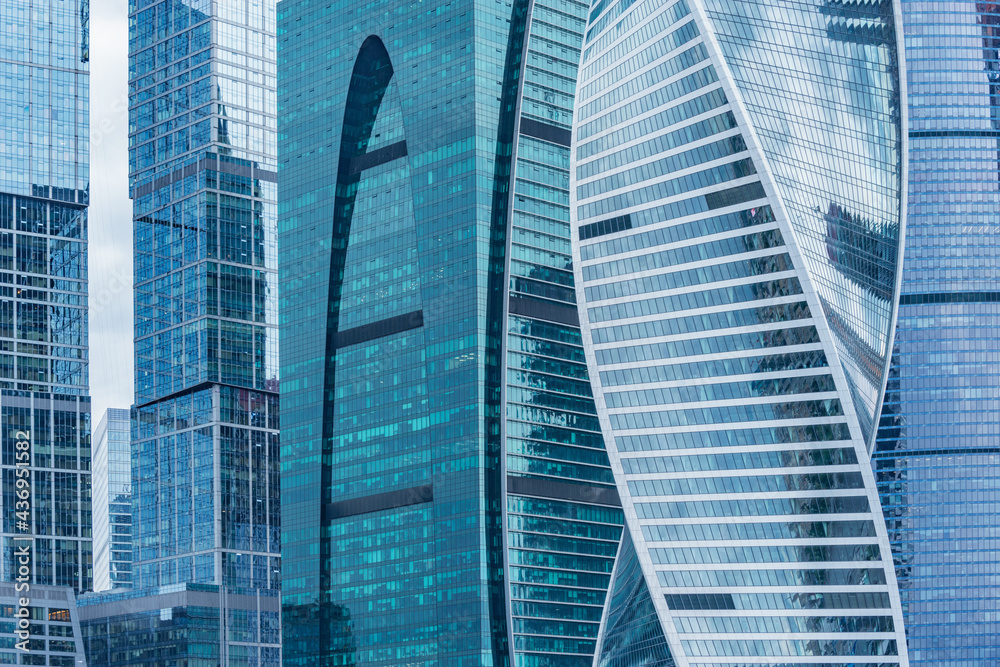 Naklejka premium Office building exterior in the financial city center. Moscow. Russia.