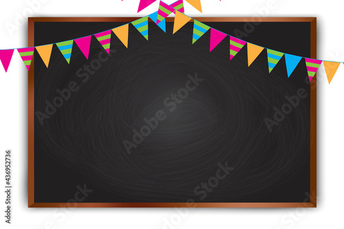 Blackboard pencils. Chalkboard illustration with blackboard. Vector illustration. EPS 10.