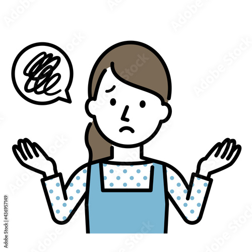 困った表情の主婦のイラストレーション