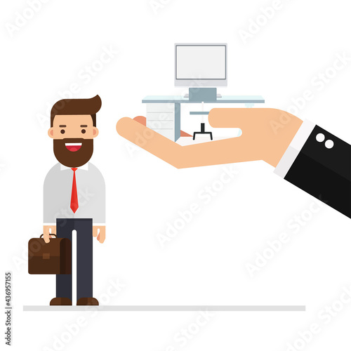 Boss offering a new office to employee