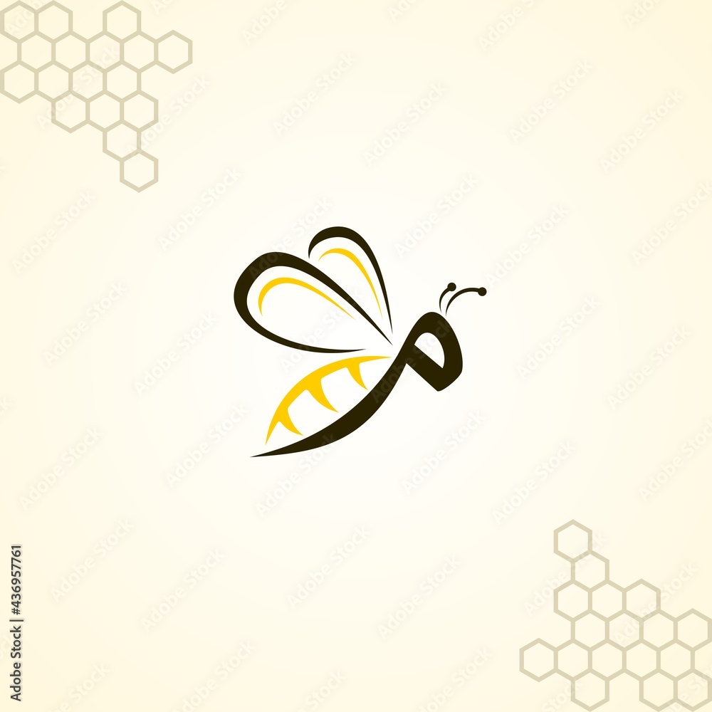 Simple Islamic Bee Calligraphy Logo - obrazy, fototapety, plakaty 