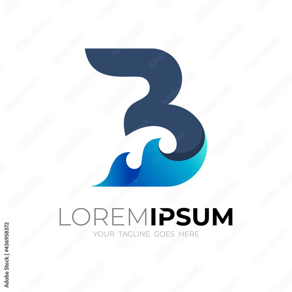 modern letter B logo and wave design combination modern letter B logo and wave design combination