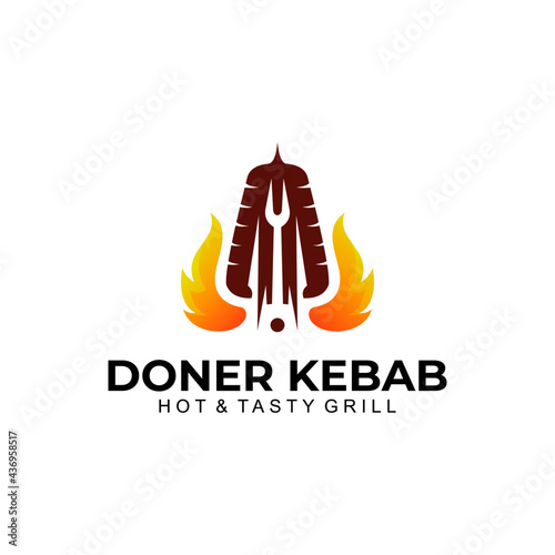 Kebab logo template, vector creative labels for turkish and arabian fast food restaurant