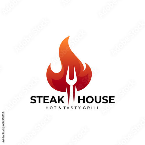 BBQ logo template, Logo of barbecue, fire icon
