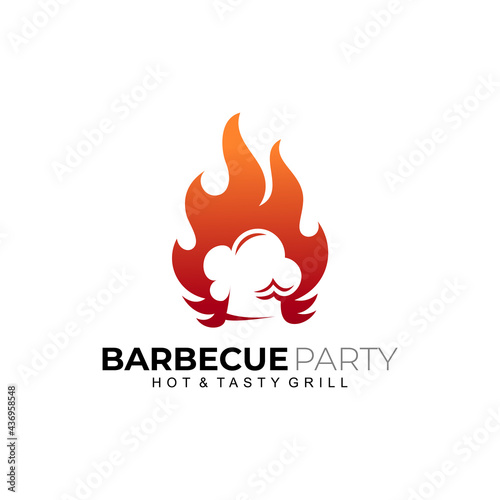 Chef logo and fire design combination, hot icon