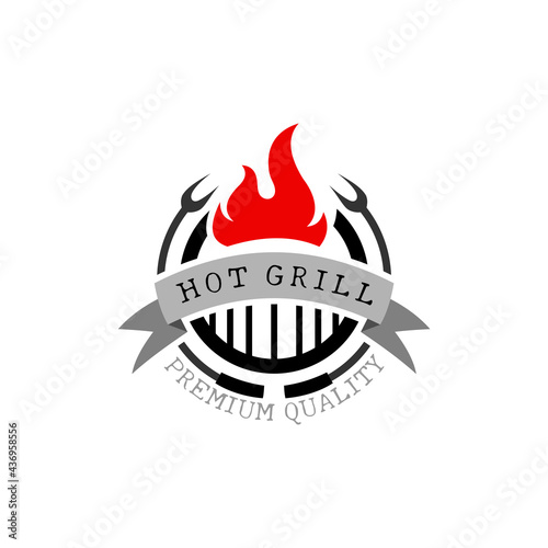 BBQ logo with restaurant design, vintage style image