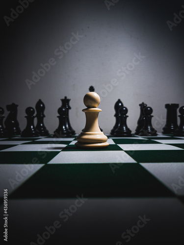 Black and White board photo and chess pieces