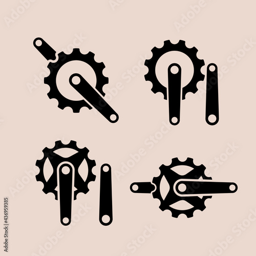 vintage crank set logo icon illustration Premium Vector