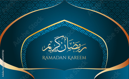 Ramadan Kareem beautiful greeting card with arabic calligraphy which means ''Ramadan kareem '' - islamic background with islamic ornament and pattern suitable also for Eid Mubarak.