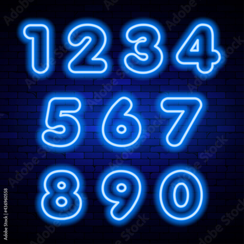 Glowing neon numbers. Design element for banner ads