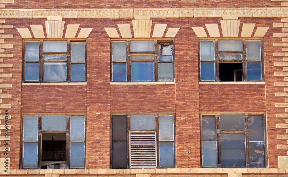 Close-up Building Detail Brick Wall and Windows Close-up Building Detail Brick Wall and Windows