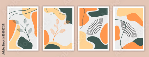 poster templates with organic abstract in floral colors. Contemporary wedding invitations  greeting cards pastel color  packaging and branding design. vector illustration