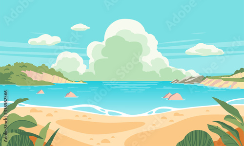 beach lanscape illustration in summer time