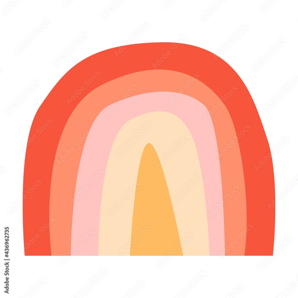 Boho rainbow in colors of red. Poster. Scandinavian design for kids wallpaper and home decor. Boho rainbow for baby shower invitations, postcards, posters in the nursery. Vector bohemian rainbow Boho rainbow in colors of red. Poster. Scandinavian design for kids wallpaper and home decor. Boho rainbow for baby shower invitations, postcards, posters in the nursery. Vector bohemian rainbow