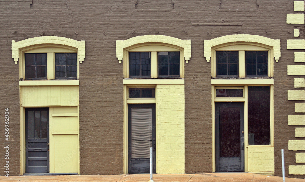 Close-up Building Detail Brick Wall and Windows Close-up Building Detail Brick Wall and Windows