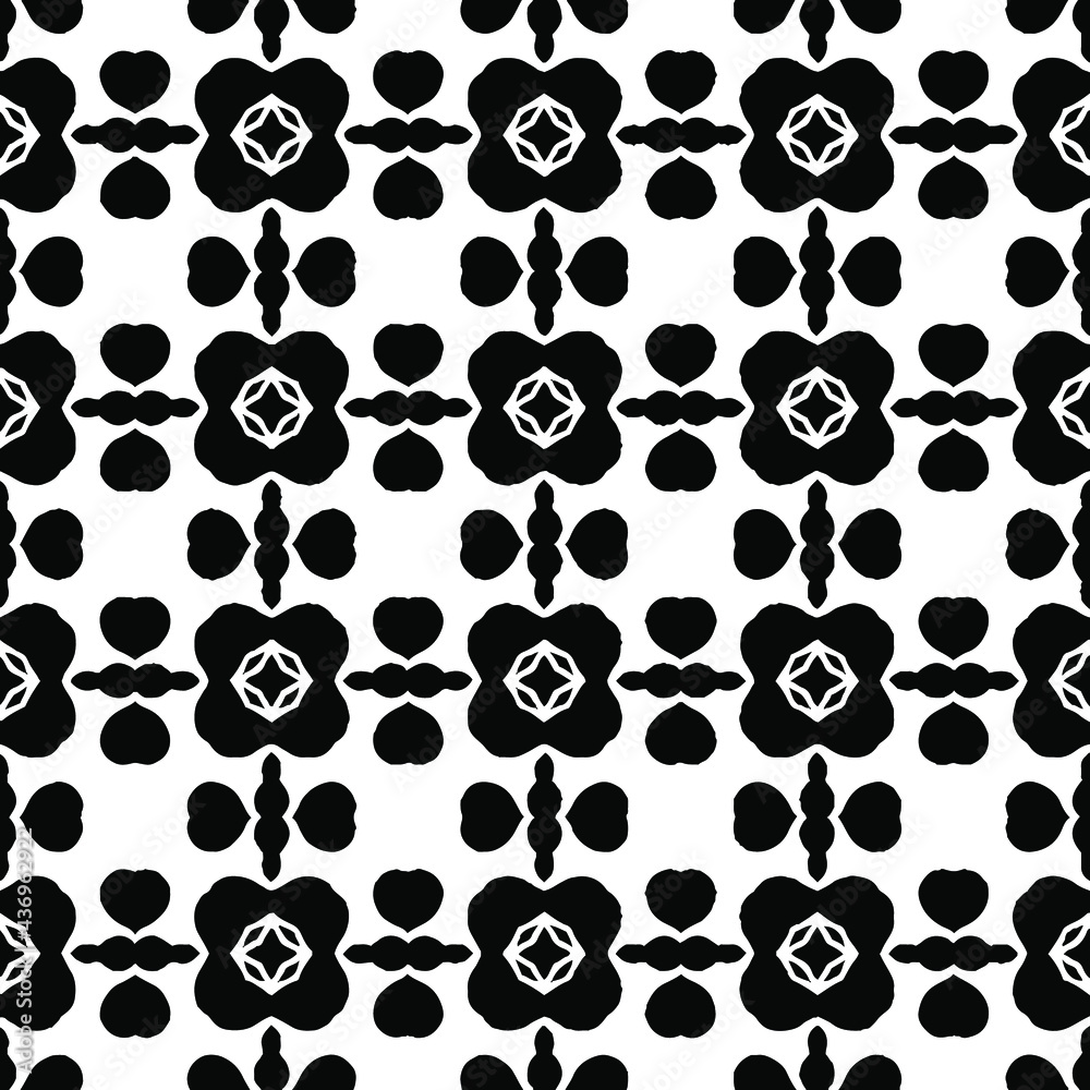 Geometric vector pattern with Black and white colors. Seamless abstract ornament for wallpapers and backgrounds.